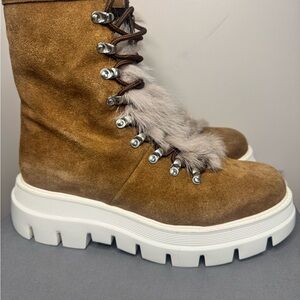 Aquatalia Ivanya Weatherproof Suede & Genuine Shearling Lug Boot